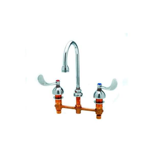 T&S B-2990 Lavatory Faucet, Concealed Body, 8" Centerset, Cast Basin Spout, Lever Handles